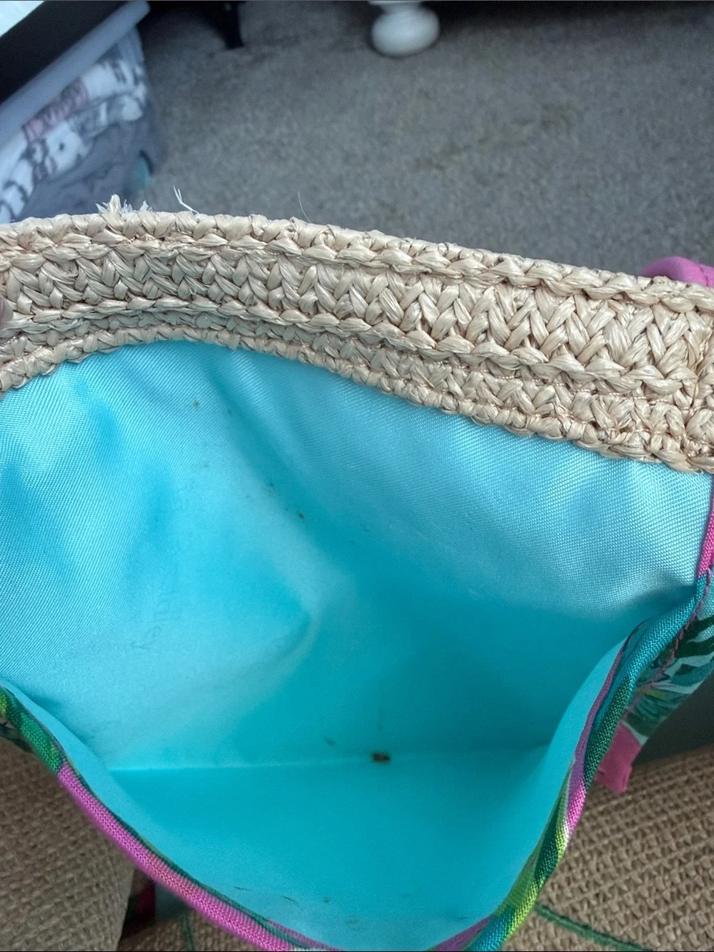 Vera Bradley Pink Floral Heron Straw Tote